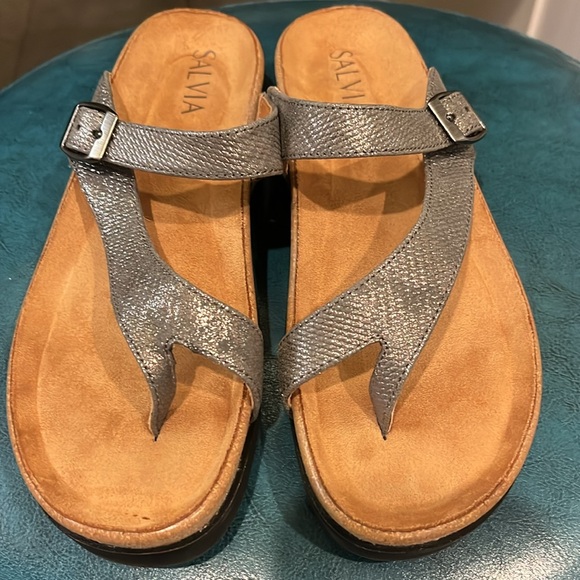 SALVIA Leather/Suede Anoros Sandals in Lizzard Pewter - Picture 10 of 16
